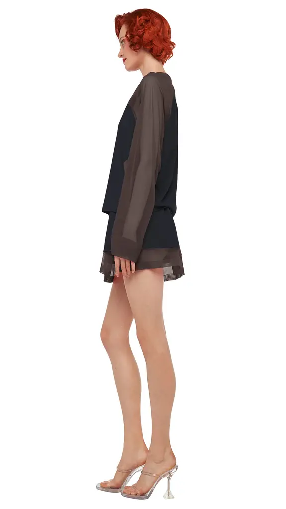 Norma Kamali Norma Kamali Oversized raglan sleeve mesh top ST2256TMP08