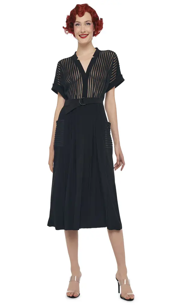 Norma Kamali Norma Kamali Geralyn short sleeve midcalf dress KK2253PLQ43