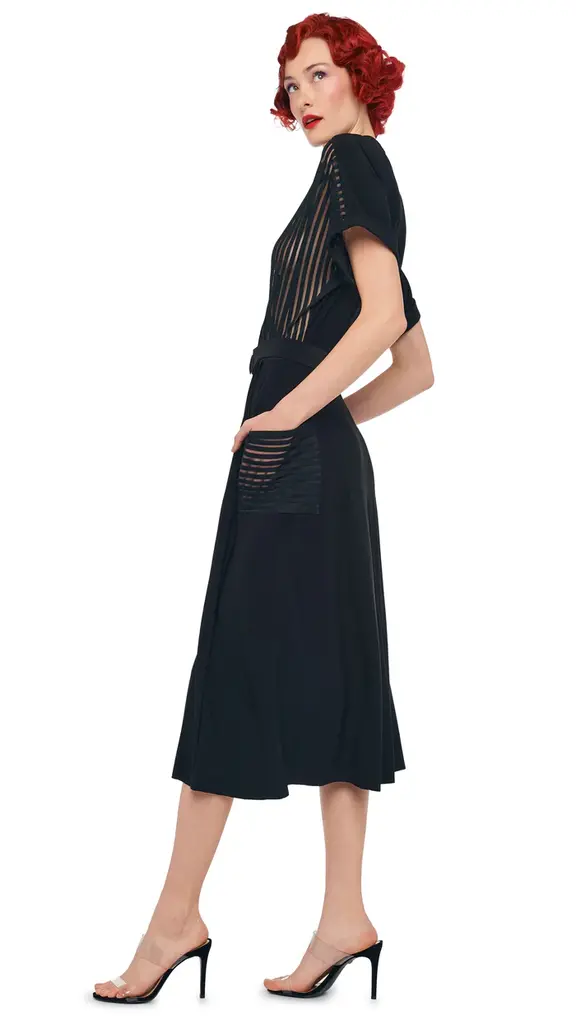 Norma Kamali Norma Kamali Geralyn short sleeve midcalf dress KK2253PLQ43