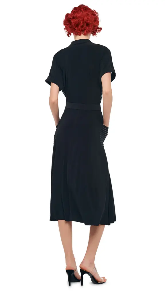 Norma Kamali Norma Kamali Geralyn short sleeve midcalf dress KK2253PLQ43