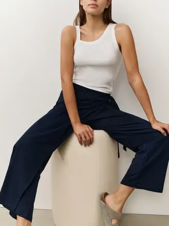 Yaya Yaya Jersey wide leg pant w/crossover 1309199