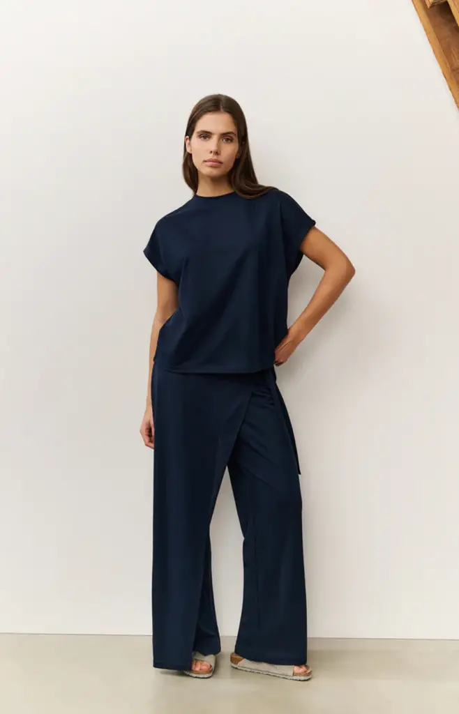 Yaya Yaya Jersey wide leg pant w/crossover 1309199