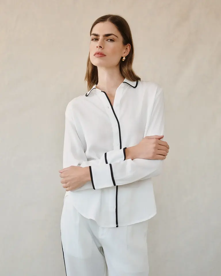 Bella Dahl Bella Dahl Contrast trim shirt B2138-689-302