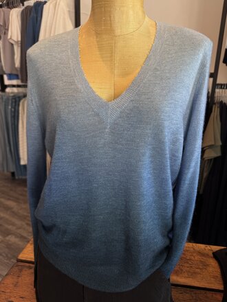 Autumn Cashmere Ombre print  distressed edge v neck
