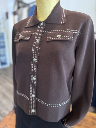 Autumn Cashmere Collared "Denim" jacket w/ saddle stitch