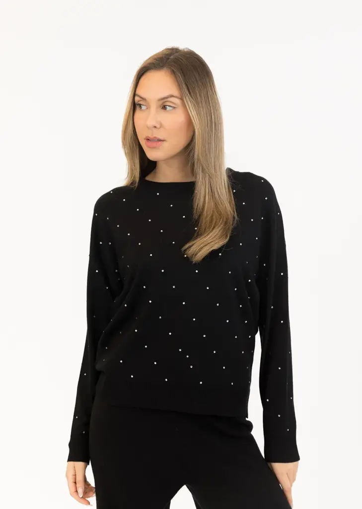 Lyla + Luxe Lyla + Luxe Crewneck pullover w/ crystals BIANCA