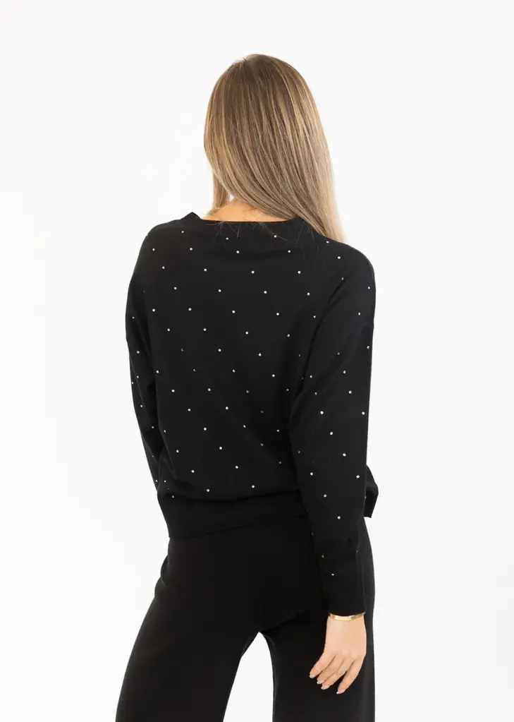 Lyla + Luxe Lyla + Luxe Crewneck pullover w/ crystals BIANCA