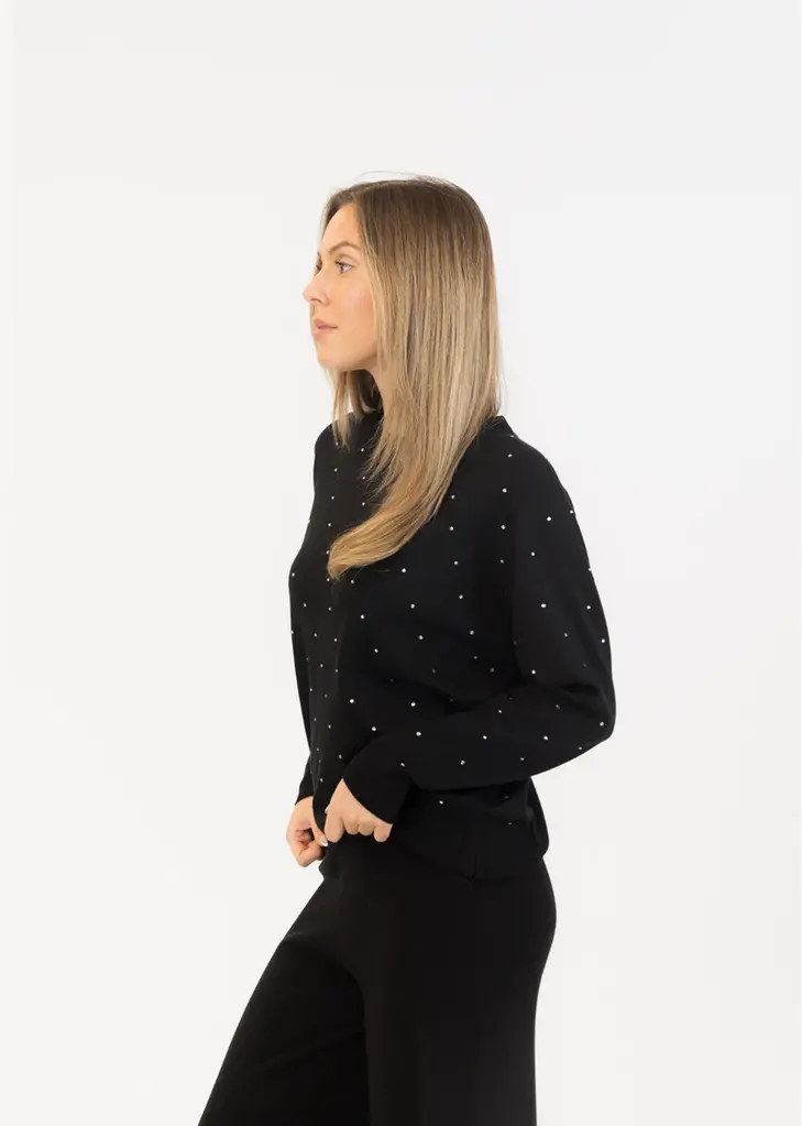 Lyla + Luxe Lyla + Luxe Crewneck pullover w/ crystals BIANCA