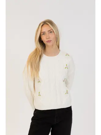 Lyla + Luxe Cable crewneck pullover