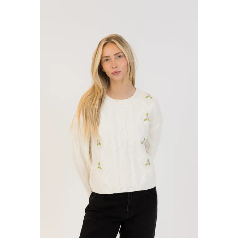 Lyla + Luxe Lyla + Luxe Cable crewneck pullover MARGOT