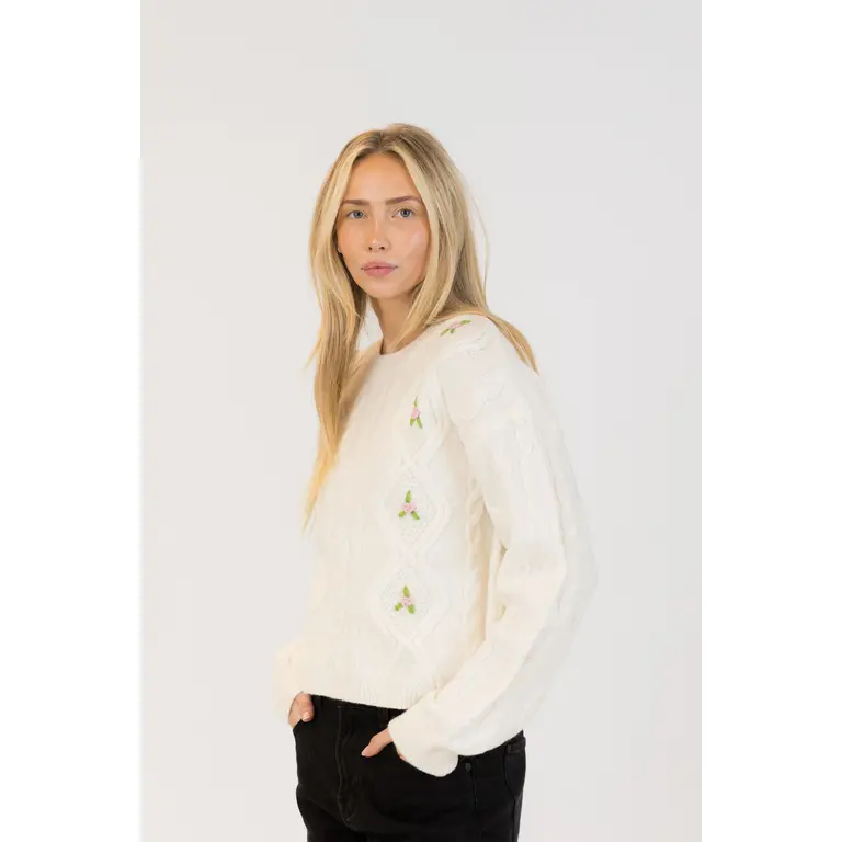 Lyla + Luxe Lyla + Luxe Cable crewneck pullover MARGOT