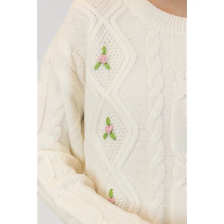 Lyla + Luxe Lyla + Luxe Cable crewneck pullover MARGOT