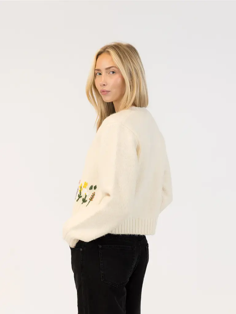 Lyla + Luxe Lyla + Luxe Knit cardigan w/ embroider GARDEN