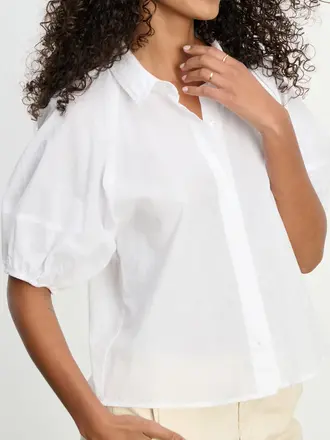 Velvet Rib & poplin mix media top