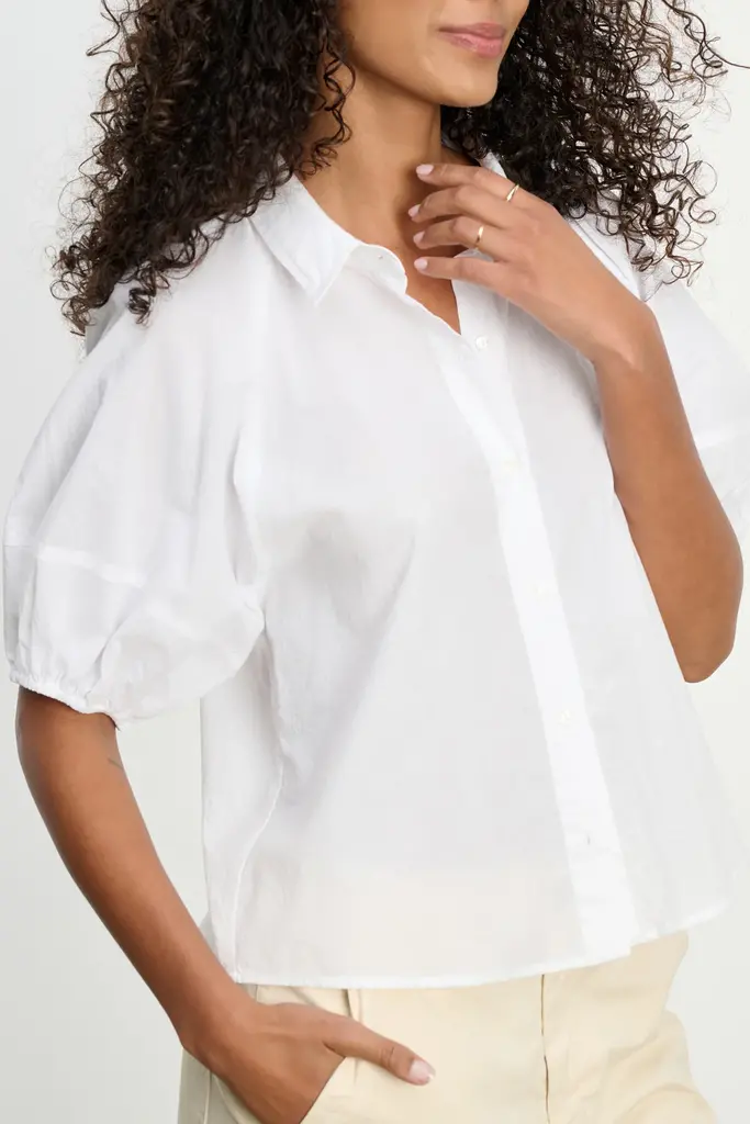 Velvet Velvet Rib & poplin mix media top