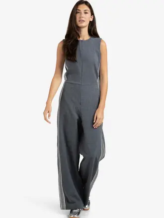 Yaya Woven wide leg sleeveless jumpsuit w/ side stripe
