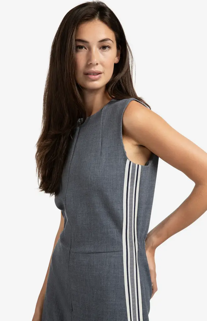 Yaya Yaya Woven wide leg sleeveless jumpsuit w/ side stripe 1341021