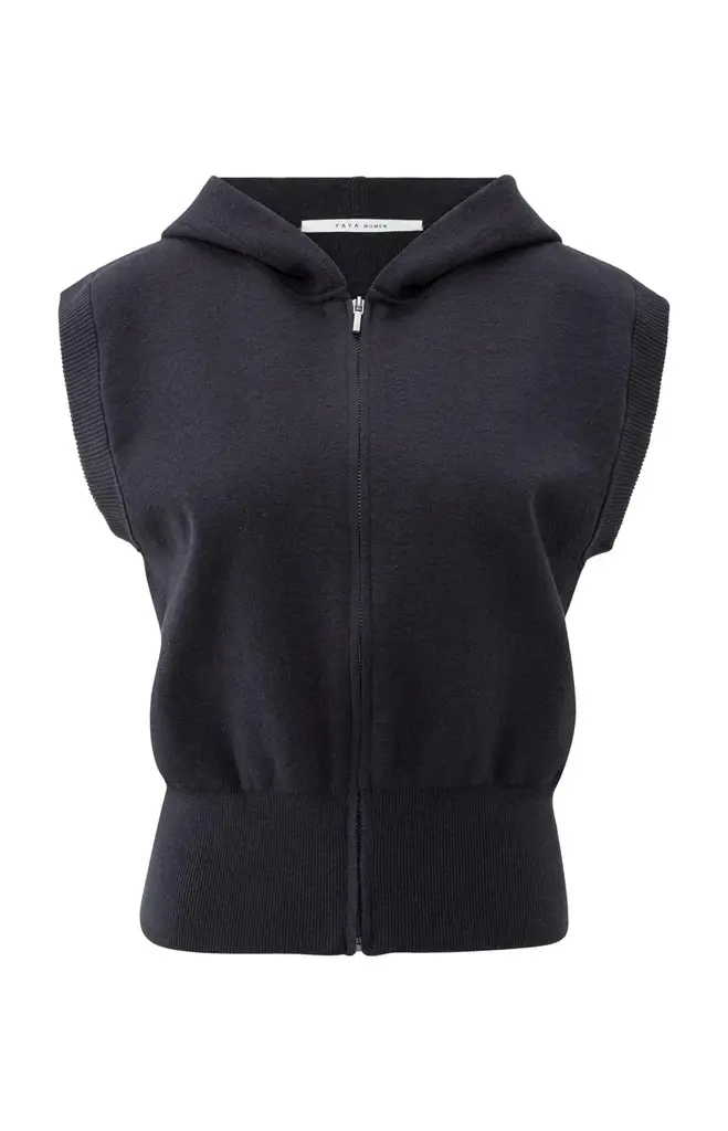 Yaya Yaya Sleeveless knitted hoodie w/ zip 1010116