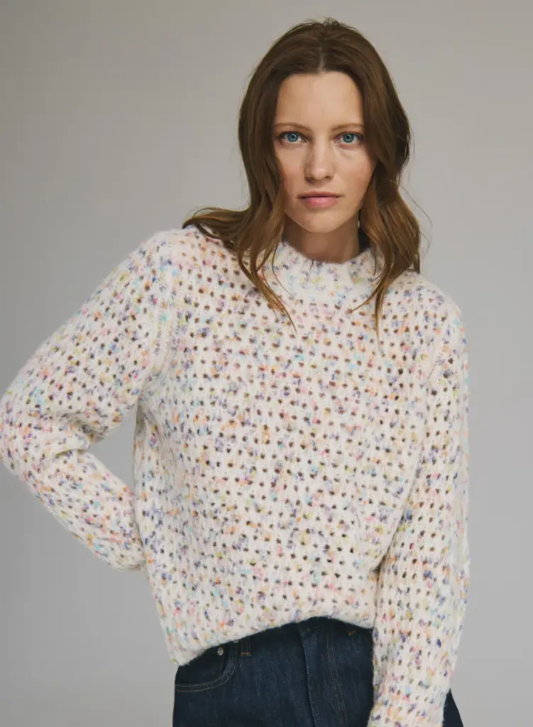 Autumn Cashmere Autumn Cashmere Mesh stitch confetti crew NWB14340