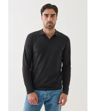Patrick Assaraf Men's Xfine merino  open collar polo