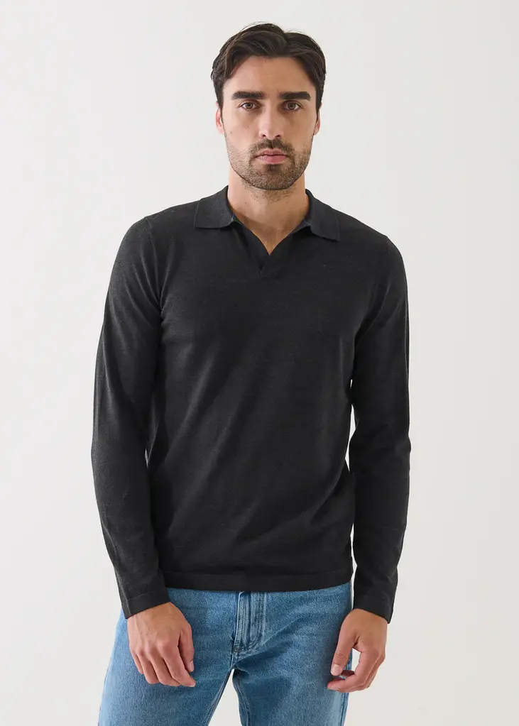 Patrick Assaraf Patrick Assaraf Men's Xfine merino  open collar polo P114P03T