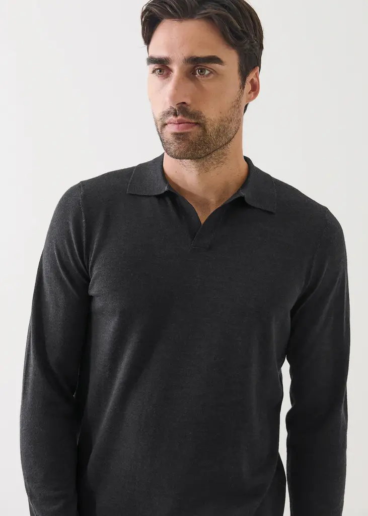 Patrick Assaraf Patrick Assaraf Men's Xfine merino  open collar polo P114P03T