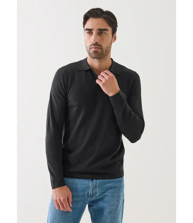 Patrick Assaraf Men's Xfine merino  open collar polo