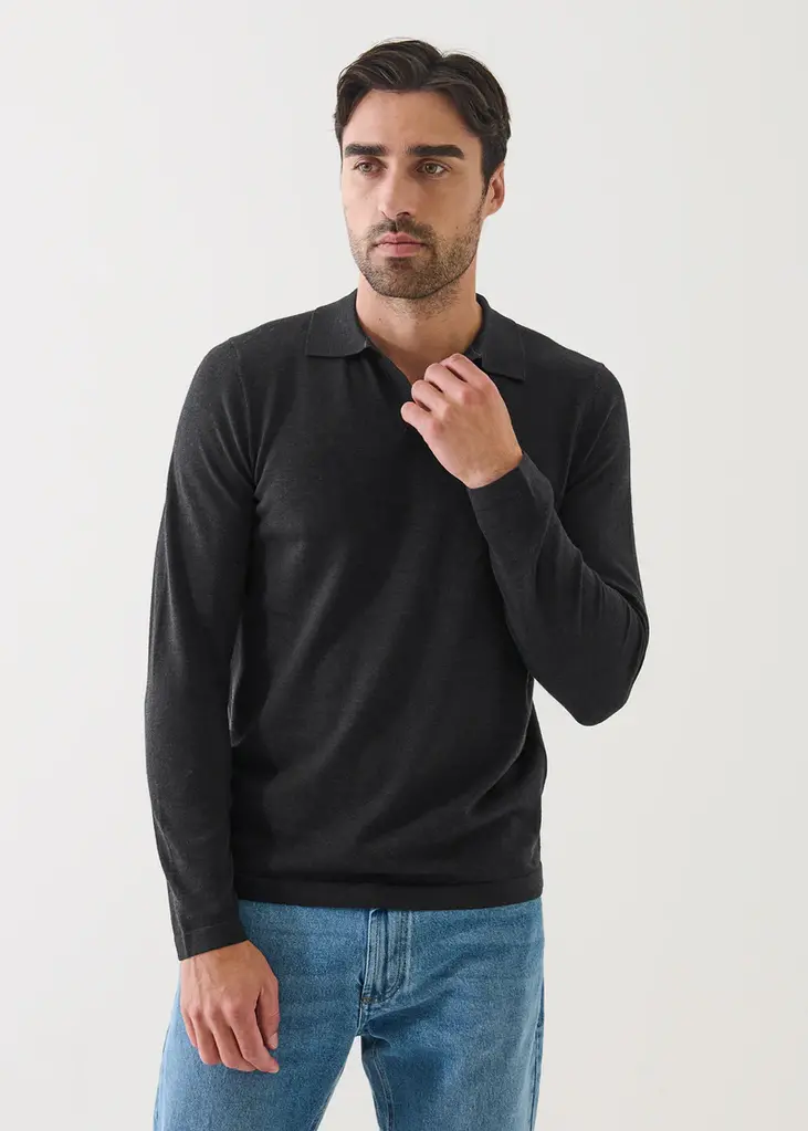 Patrick Assaraf Patrick Assaraf Men's Xfine merino  open collar polo P114P03T