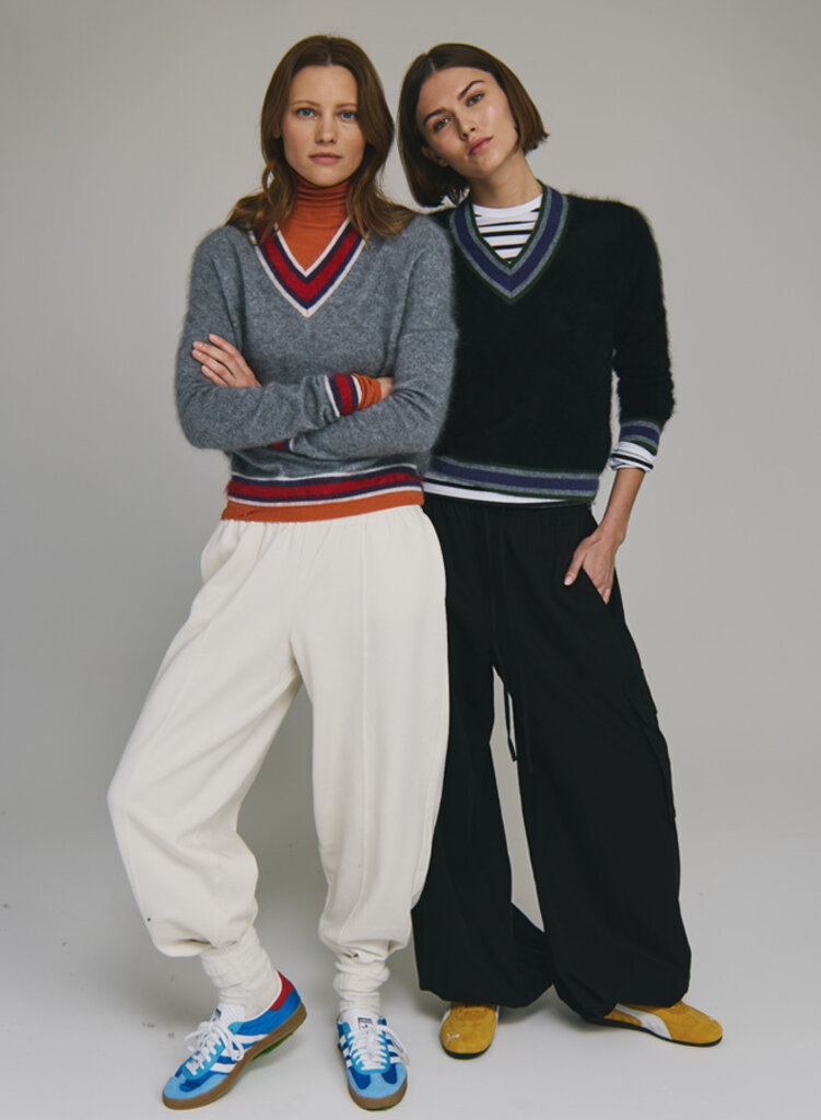 Autumn Cashmere Autumn Cashmere Striped V tennis sweater RV14303