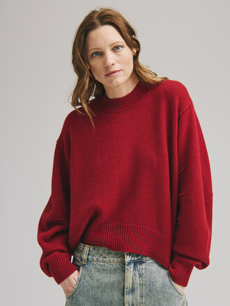Autumn Cashmere Hi lo pleat sleeve crew