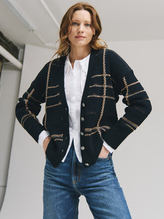 Autumn Cashmere Plaid shaker cardigan