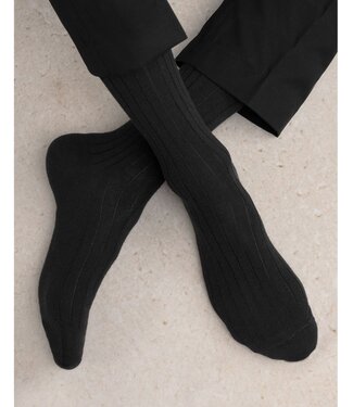 Bleu Foret Men's ribbed merino/cotton sock