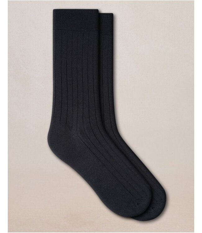 Bleu Foret Men's ribbed merino/cotton sock