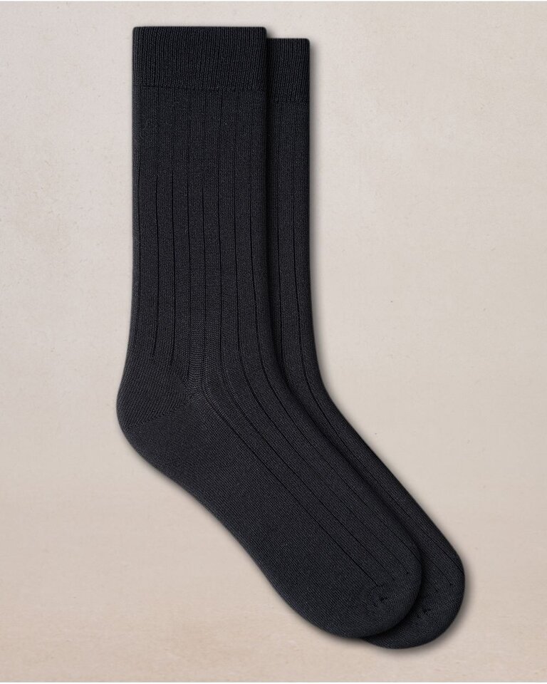 Bleu Foret Bleu Foret Men's ribbed merino/cotton sock 2156
