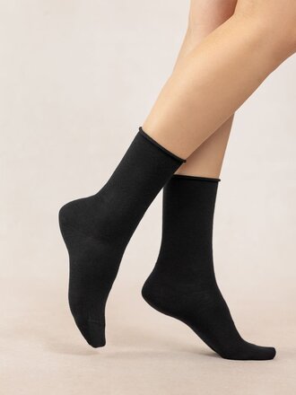 Bleu Foret Solid colour wool/cotton sock