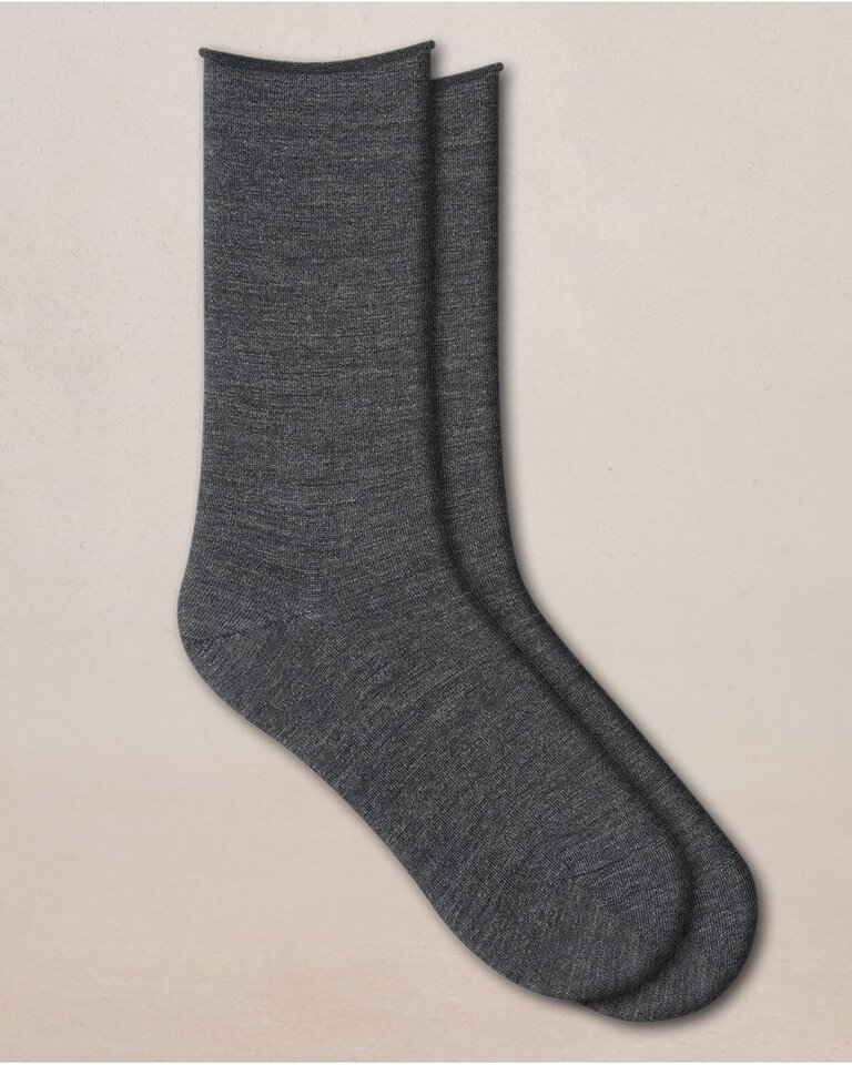 Bleu Foret Bleu Foret Solid colour wool/cotton sock 6700N