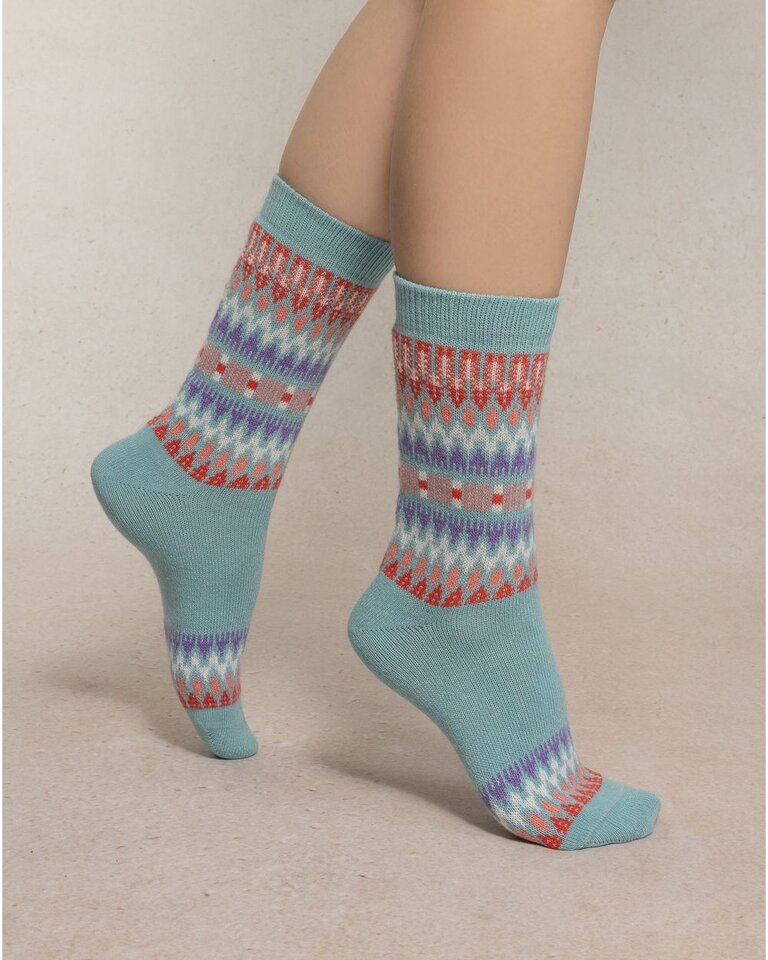 Bleu Foret Bleu Foret Norwegian pattern cashmere sock 6568