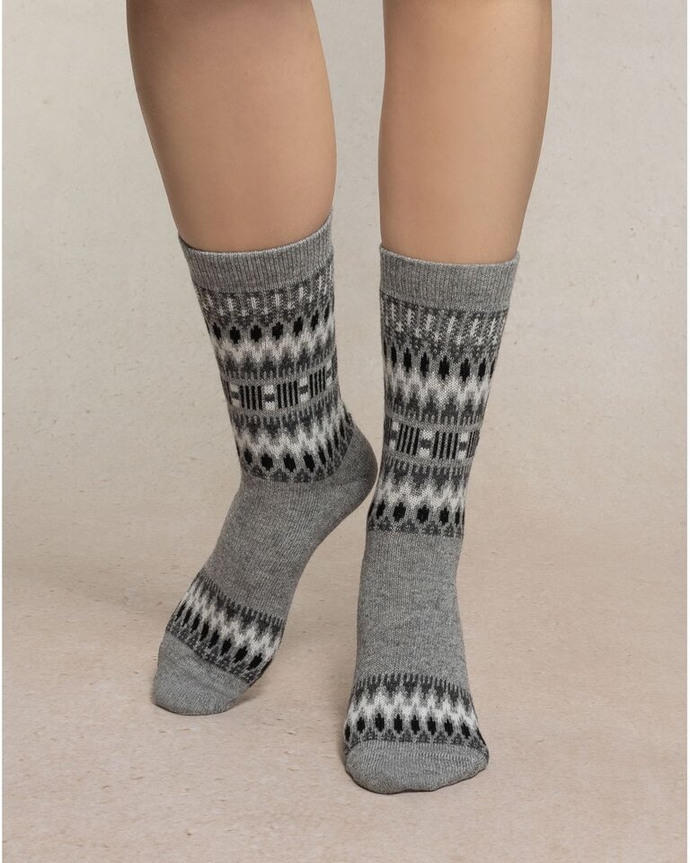 Bleu Foret Bleu Foret Norwegian pattern cashmere sock 6568