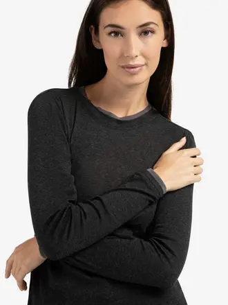 Yaya Long sleeve top w/suede detail