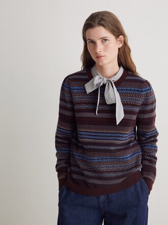 Yerse Jacquard balloon sleeve sweater