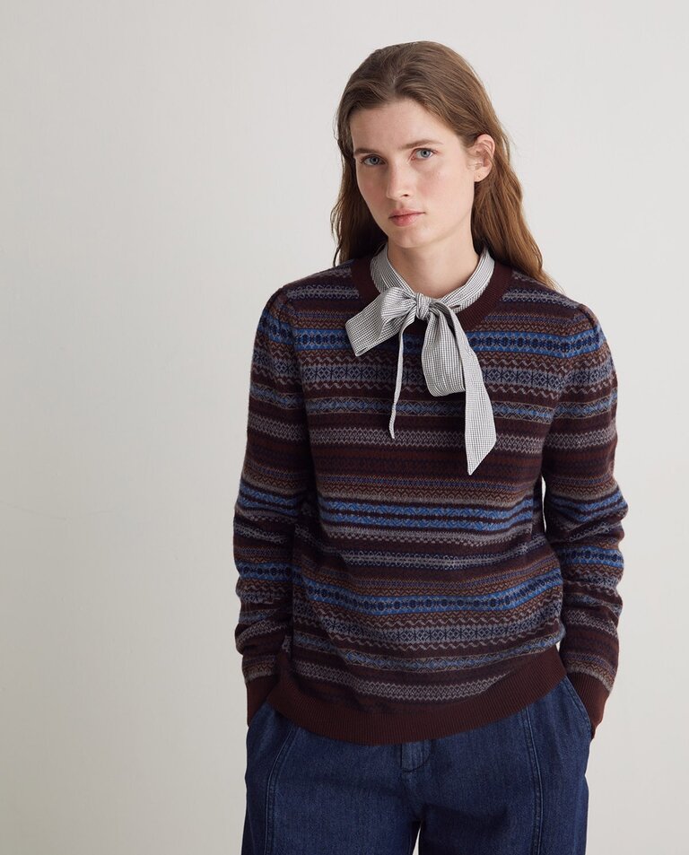 Yerse Yerse Jacquard balloon sleeve sweater 43517