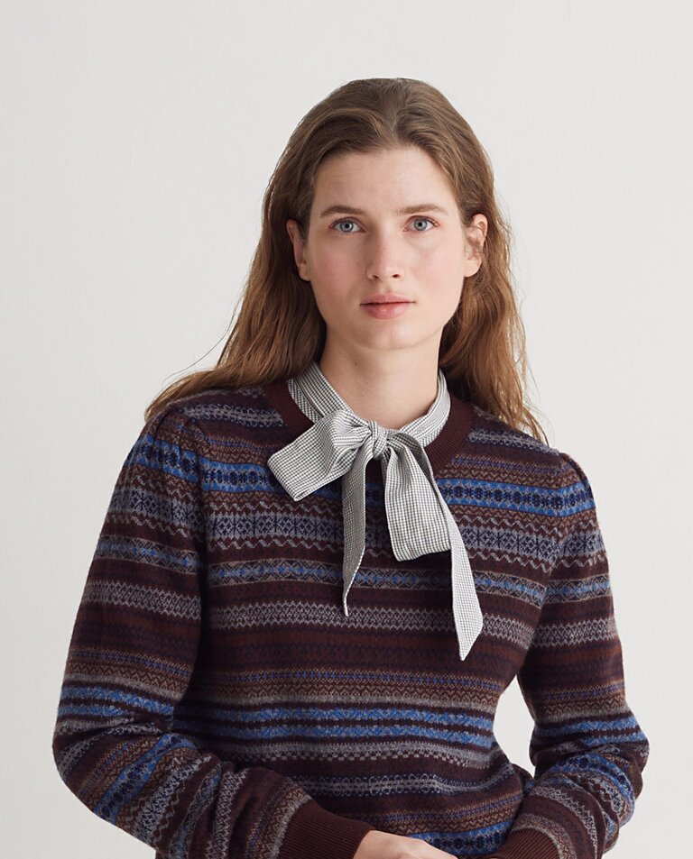 Yerse Yerse Jacquard balloon sleeve sweater 43517