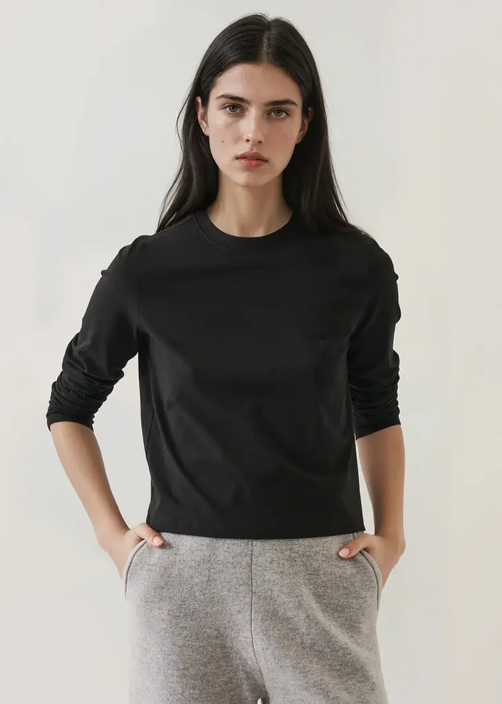 Patrick Assaraf Patrick Assaraf LS iconic pima stretch baby tee W95C07