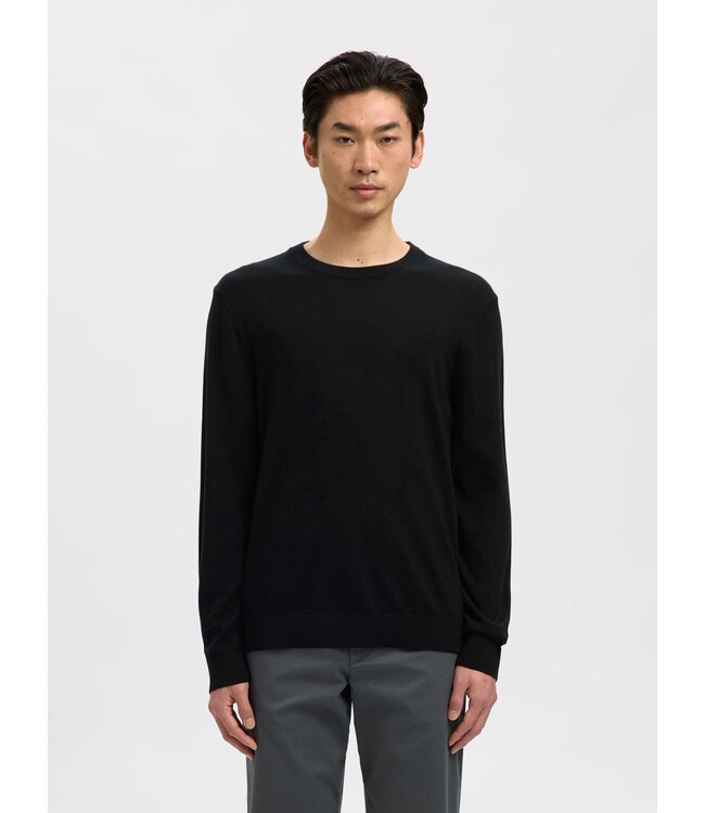 Selected Men's Tray ls knit merino crew