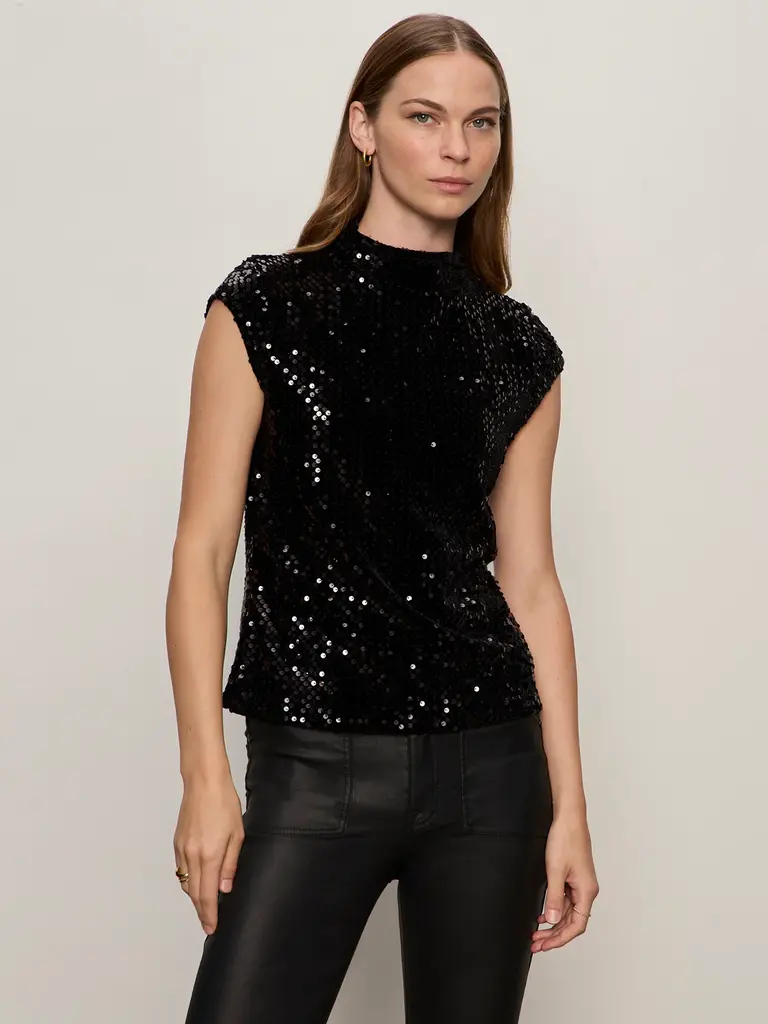 Sanctuary Sanctuary Funnel neck sequin top CT4201BG8X