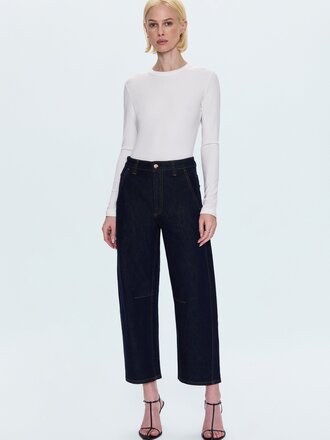 Pistola Beau seamed crescent raw jean