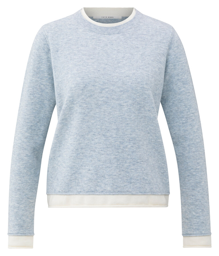 Yaya Yaya Double layer contrast colour sweater 1000512
