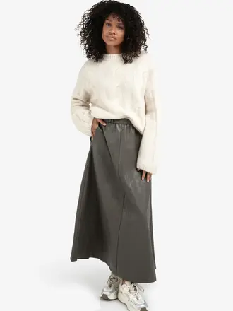 Yaya Faux leather aline mid skirt