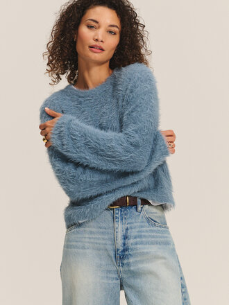 Velvet Penny feather yarn sweater