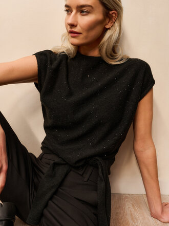 Yaya Sleeveless swtr w/knot & sequins